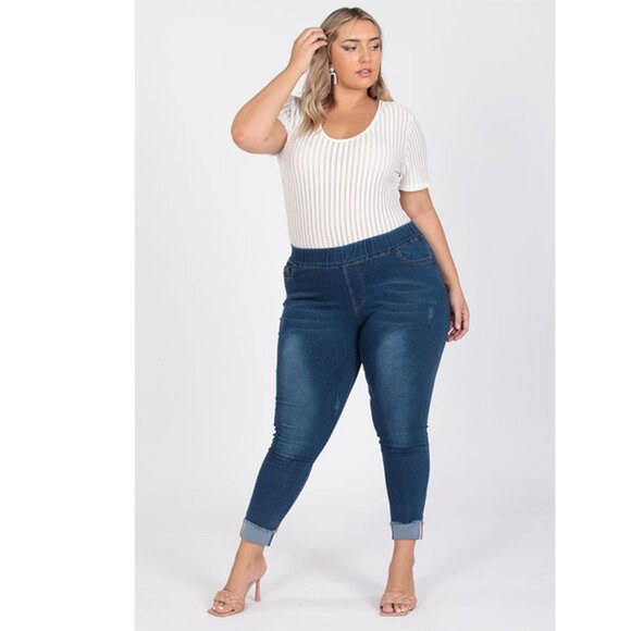 NWT Plus size  mid-rise denim Jeggings pants tyep007 - Picture 1 of 2